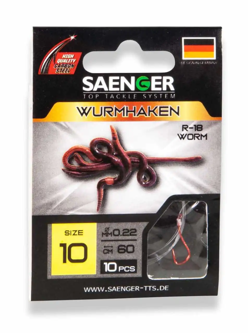 Sänger Wurmhaken R-18 Größe 4 60 Cm 0,30 Mm 7,7 Kg 10 Stück 4 Sänger Wurmhaken R-18 Größe 4 60 Cm 0,30 Mm 7,7 Kg 10 Stück – Bild 2